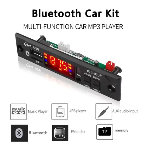 MP3 modul se slotem pro sd kartu usb rádio fm bluetooth dálkové ovládání do auta 12V NOVINKA