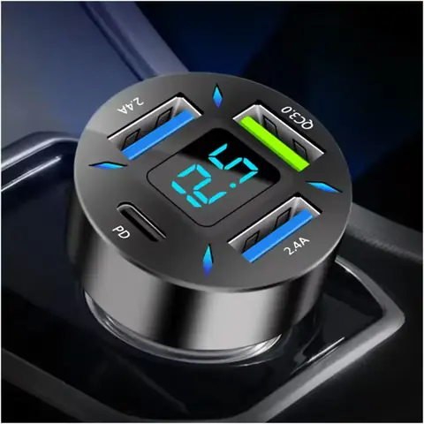 AUTONABÍJEČKA s voltmetrem USB typ C PD RYCHLÉ NABÍJENÍ do zapalovače nejlepší