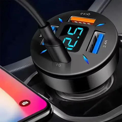 AUTONABÍJEČKA s voltmetrem USB typ C PD RYCHLÉ NABÍJENÍ do zapalovače nejlepší