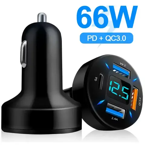 AUTONABÍJEČKA s voltmetrem USB typ C PD RYCHLÉ NABÍJENÍ do zapalovače nejlepší