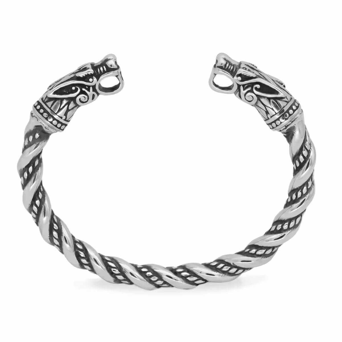 Brățară nordică cap de lup Bijuterie cu simbol viking – capete de lup în relief