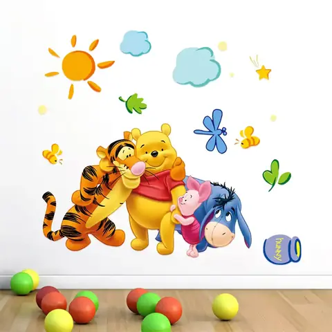 NÁLEPKA postavičky na zeď Medvídek Pú ANIMOVANÉ KRESBY dekorativní dětský pokoj