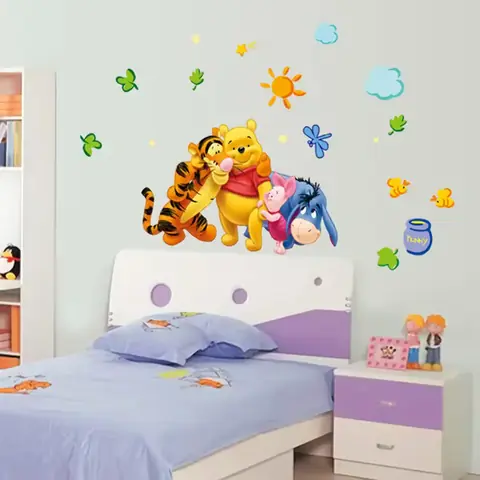 NÁLEPKA postavičky na zeď Medvídek Pú ANIMOVANÉ KRESBY dekorativní dětský pokoj