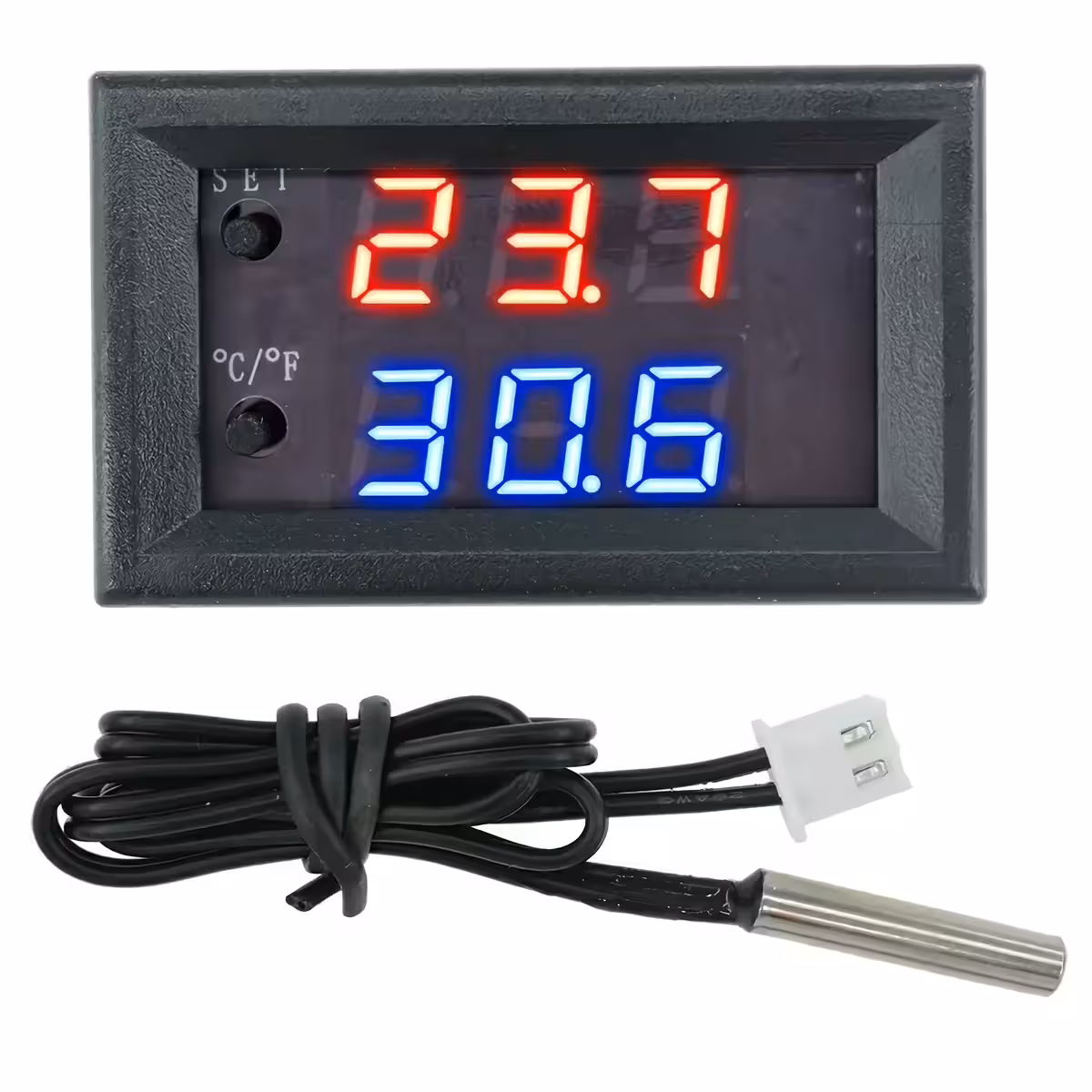 Termostat electronic digital cu releu 12V și senzor temperatură extern