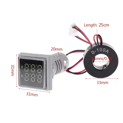 Voltmetr ampérmetr 220V AC DIGITÁLNÍ panel cena 60-500V 0-100A
