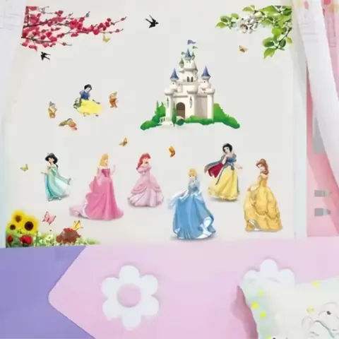 Dětská samolepka DEKORAČNÍ SAMOLEPKY NA ZEĎ s Disney PRINCEZNAMI na zámku LEVNĚ