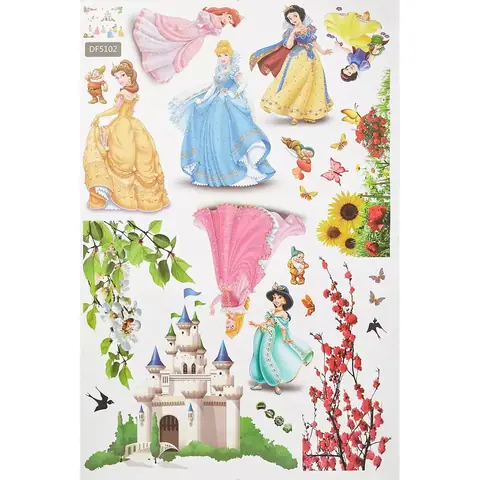 Dětská samolepka DEKORAČNÍ SAMOLEPKY NA ZEĎ s Disney PRINCEZNAMI na zámku LEVNĚ