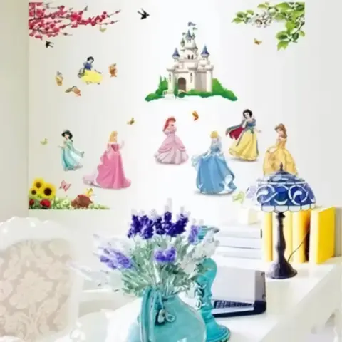 Dětská samolepka DEKORAČNÍ SAMOLEPKY NA ZEĎ s Disney PRINCEZNAMI na zámku LEVNĚ