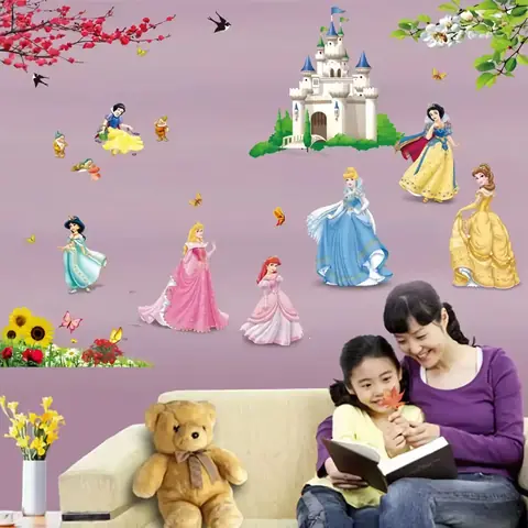Dětská samolepka DEKORAČNÍ SAMOLEPKY NA ZEĎ s Disney PRINCEZNAMI na zámku LEVNĚ