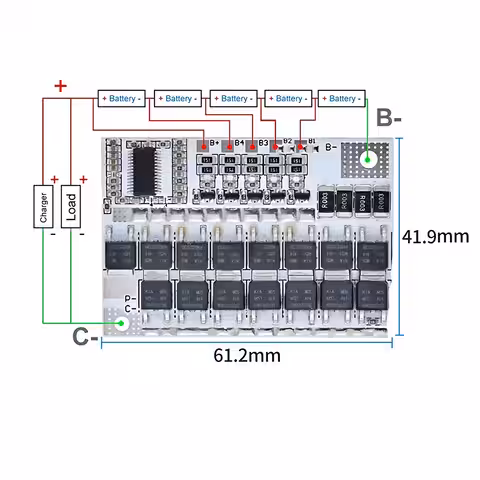 Kopplingsschema BMS 5S för korrekt konfiguration av Li-Ion-celler