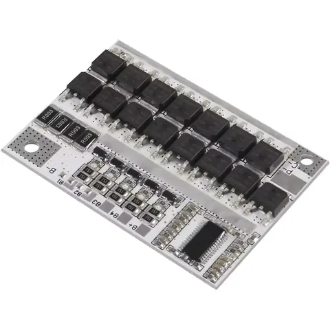 BMS 5S 100A din unghi lateral Vedere din unghi lateral a plăcii BMS 5S, evidențiind profilele componentelor