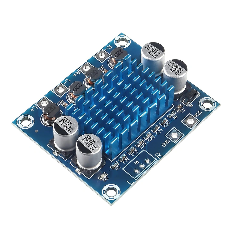 Detaliu radiatoare amplificator audio XH-A232 Detaliu radiatoare disipatoare de căldură pentru amplificator audio auto XH-A232