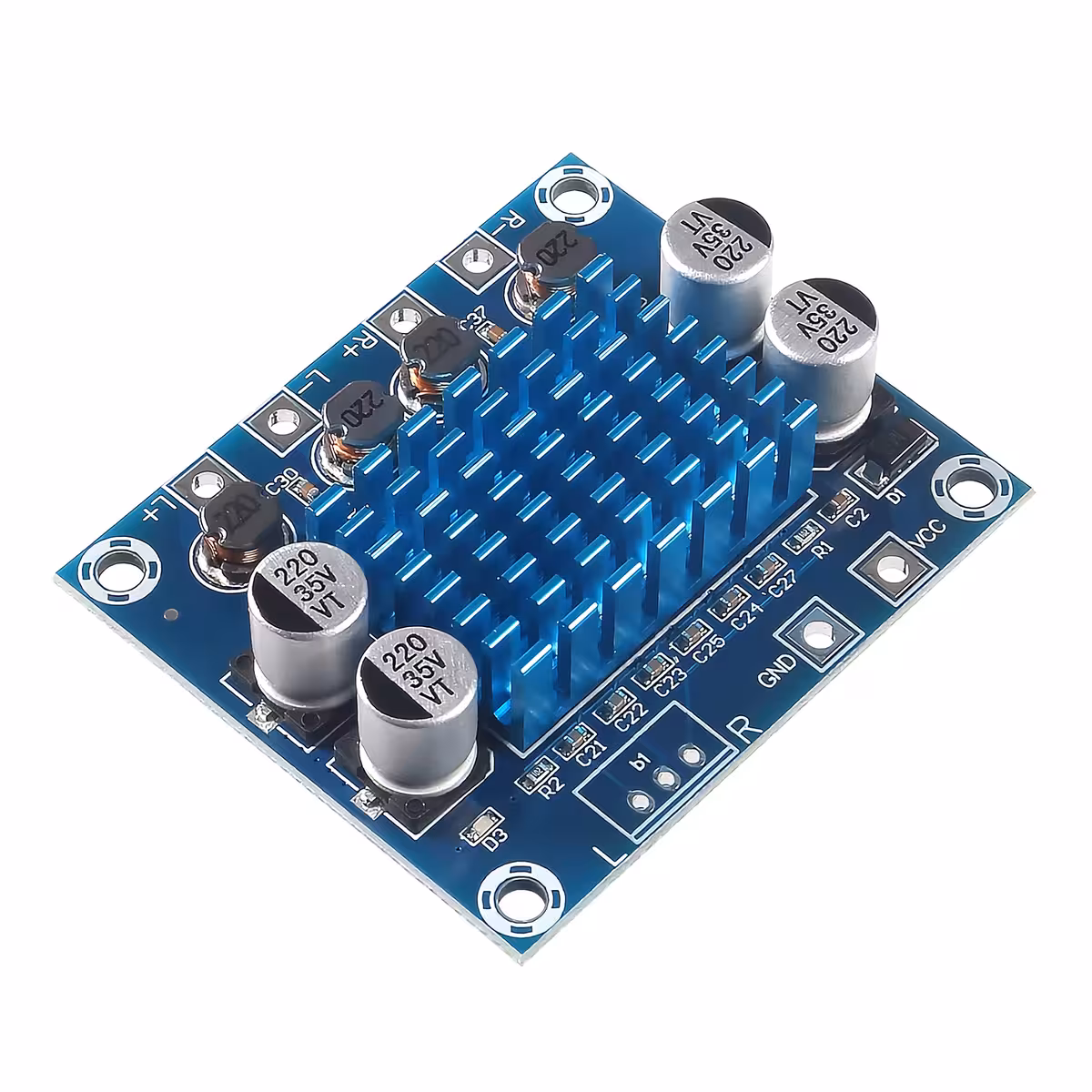 Detaliu radiatoare amplificator audio XH-A232 Detaliu radiatoare disipatoare de căldură pentru amplificator audio auto XH-A232