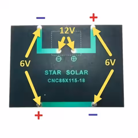 Kopplingsschema för mini solpanel med 6V/12V-utgång