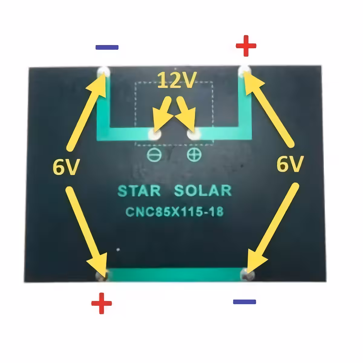 Schiță montaj panou solar Diagrama de conectare a panoului solar mini cu ieșire 6V/12V
