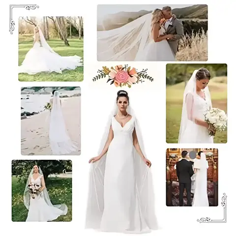 Voal elegant din tulle pentru nuntă Voal fin și elegant, alb, perfect pentru rochii de mireasă deosebite