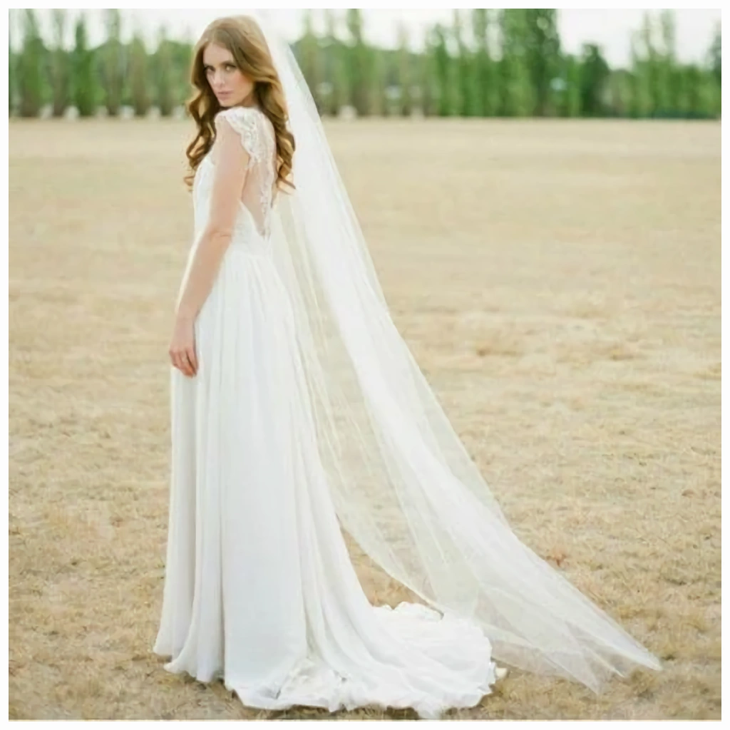 Voal Lung de Mireasă 2 Metri cu Piaptăn – Simplu, pentru Capelă și Catedrală 2025