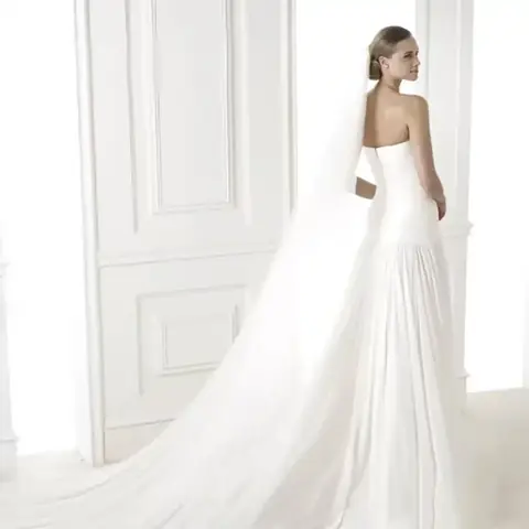 Voal simplu lung pentru rochie de mireasă Voal lung, alb, potrivit pentru rochii de mireasă elegante