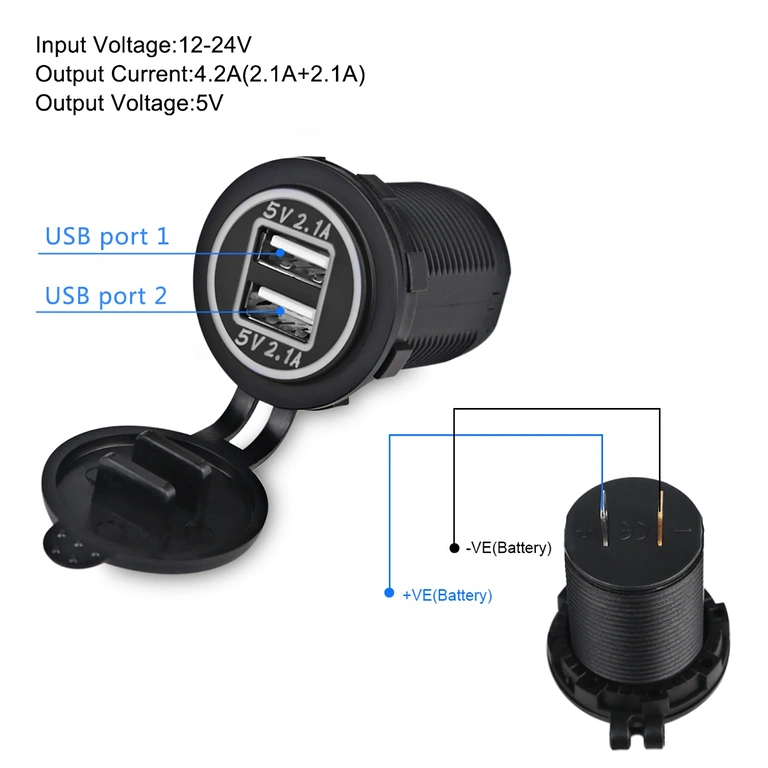Auto adaptér do zapalovače se dvěma USB porty, 12–24V, univerzální montáž