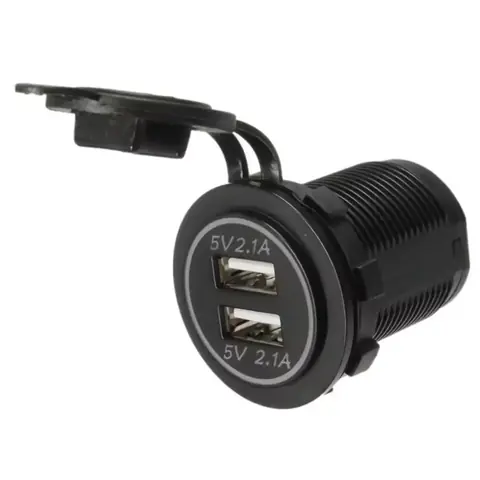 Zásuvka autozapalovače s USB dvojitou zástrčkou 12V 24V panelová nabíječka 2x 2,1A