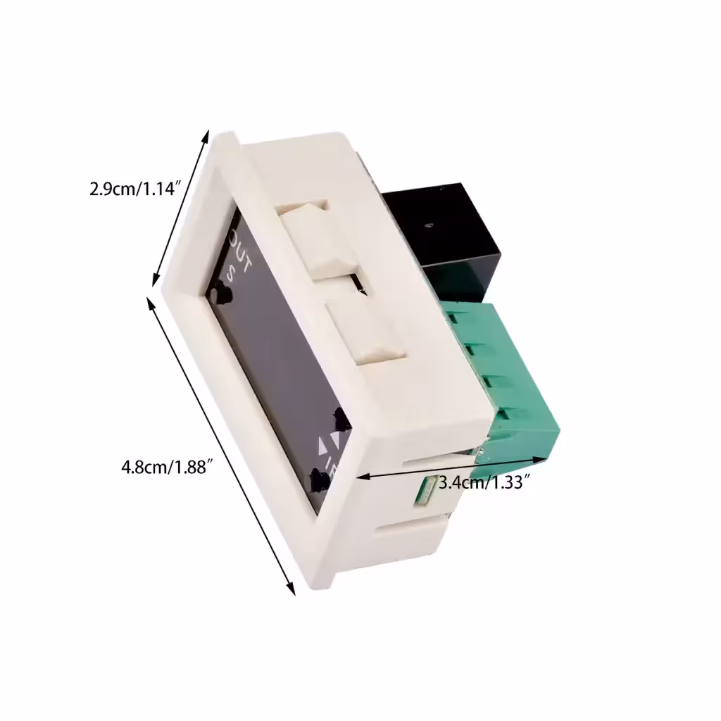 Dimensiuni modul temporizator releu 12V Dimensiuni exacte ale modulului temporizator releu cu display LED