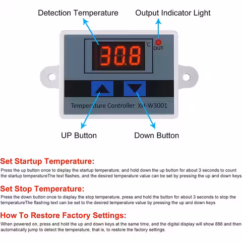 Elektronický termostat DIGITÁLNÍ regulátor teploty AC 220V 10A inkubátor líhně skleníková porodní sonda LEVNĚ