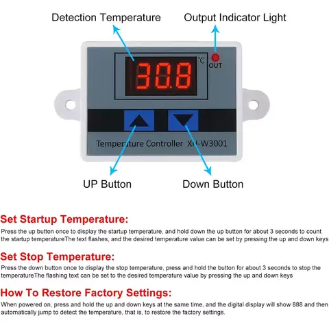 Elektronický termostat DIGITÁLNÍ regulátor teploty AC 220V 10A inkubátor líhně skleníková porodní sonda LEVNĚ