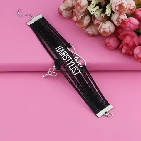 Černá kůže Kadeřnický náramek Doplňky Kadeřník Hairstylist Holič
