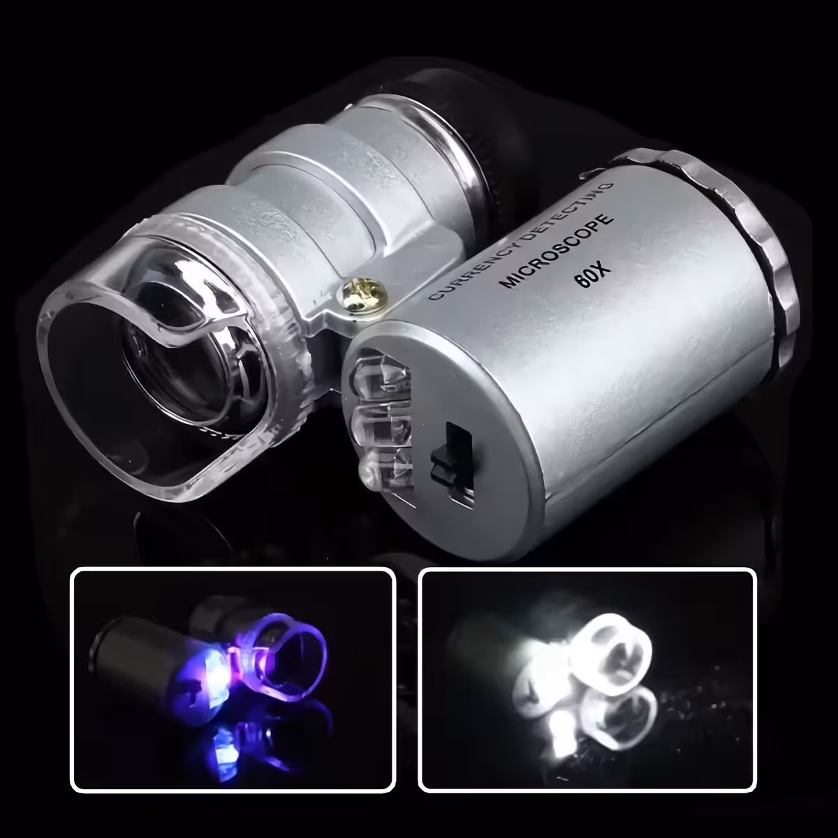 Microscop portabil cu mărire 60x, LED-uri și lampă ultravioletă UV