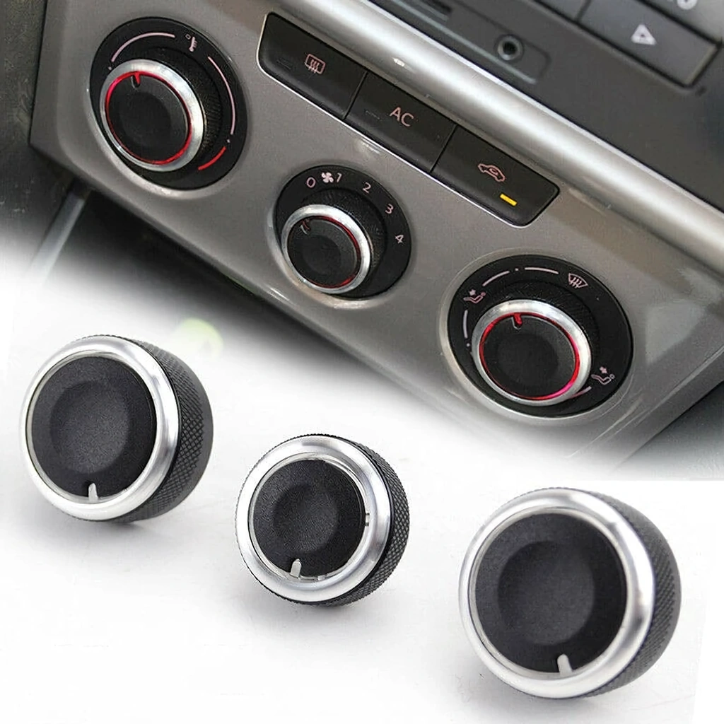 Sada 3 tlačítek klimatizace palubní desky AC VW Golf 5 6 Passat B6 B7 Škoda Octavia 2 – hliník