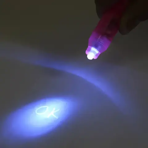 SADA 5 kusů: PERO s neviditelným inkoustem a UV LAMPOU
