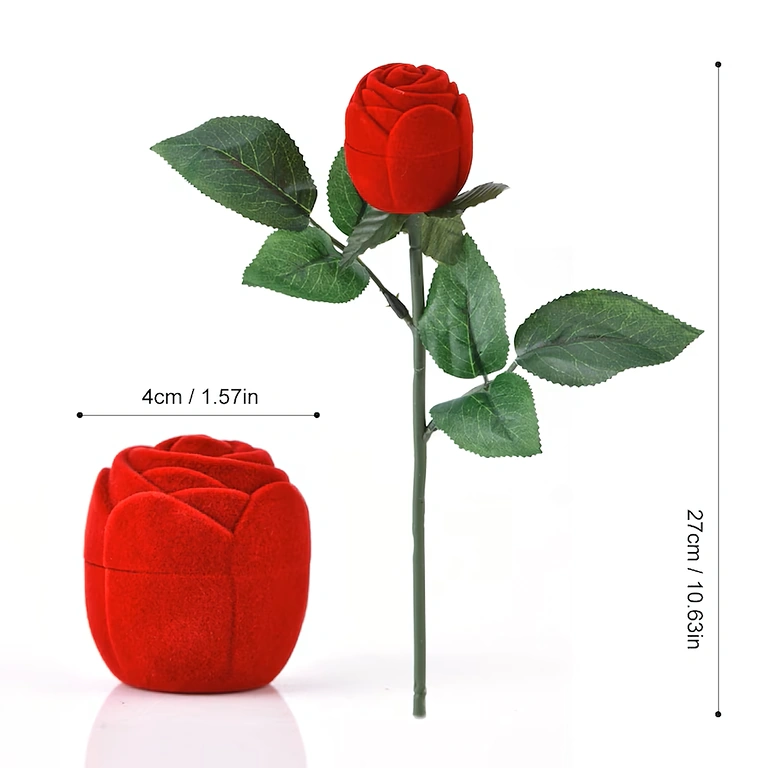 Cutie pentru logodnă – design trandafir catifelat