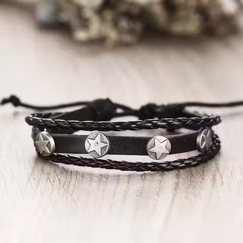 Brățări casual împletite pentru bărbați Brățări împletite din piele – accesorii simple și elegante