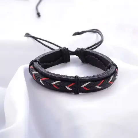 Sada levných pánských náramků přírodní kůže LUXUSNÍ módní ruční výroba NOVÉ MODELY nastavitelné pletené ELEGANTNÍ