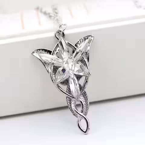 Lănțișor Arwen Evenstar inspirat din Lord of the Rings, culoare argintie