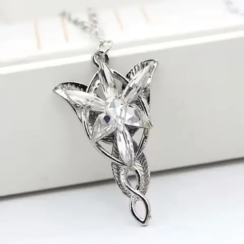 Lănțișor Arwen Evenstar inspirat din Lord of the Rings, culoare argintie