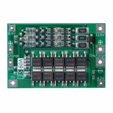 Controller protecție baterii Li-Ion 3S 60A Plăcuță electronică cu BMS pentru protecție și balansare acumulatori
