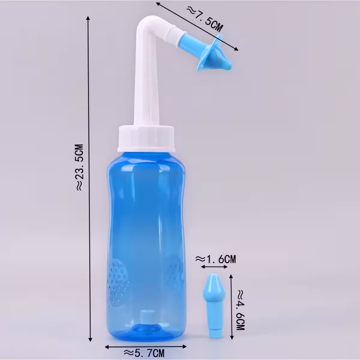 Dimensiuni irigator nazal Neti Pot Imagine cu dimensiunile exacte ale recipientului Neti Pot de 300ml