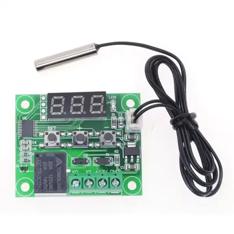Univerzální digitální elektronický termostat 12V relé 20A s teplotní sondou NOVINKA W1209 lednice s přívěsem akvárium