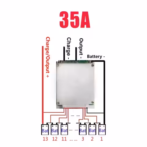 Kopplingsdiagram för BMS 13S-modul – korrekt kablage för Li-Ion-batterier