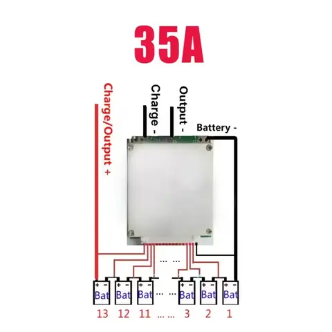 Diagramă conexiuni pentru modul BMS 13S – cablare corectă pentru baterii Li-Ion