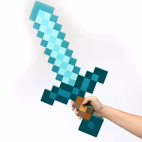 Sabie jucărie Minecraft cu aspect de diamant, realizată din spumă EVA