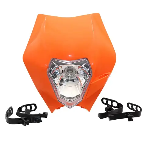 Far motocicletă 35W/12V cu lumină poziție și carcasă portocalie