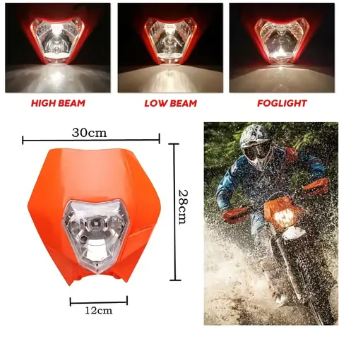 Mască far KTM portocalie pentru motociclete Naked Accesoriu frontal universal KTM cu far pentru motociclete Naked