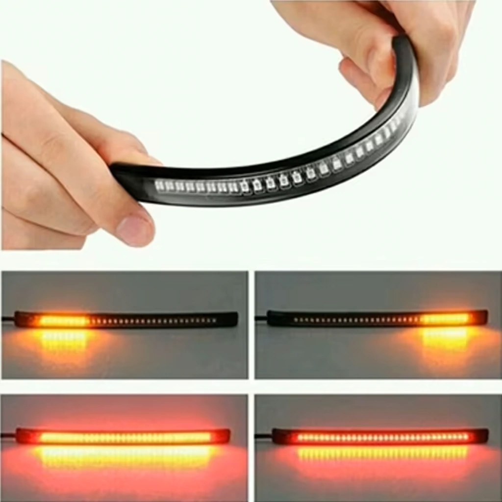 Bandă LED Stop și Semnalizare Moto, Motocicletă, Scuter, ATV – 48 LED-uri Flexibilă