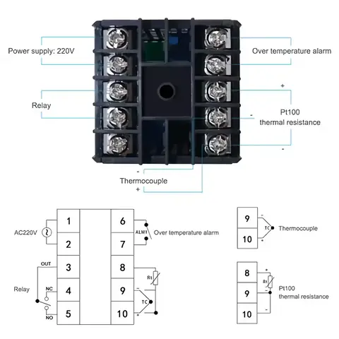Regulátor TEPLOTY digitální termostat 220V 300 400 stupňů se sondou RELÉ 40A REX C100 elektronický PRŮMYSLOVÝ profi