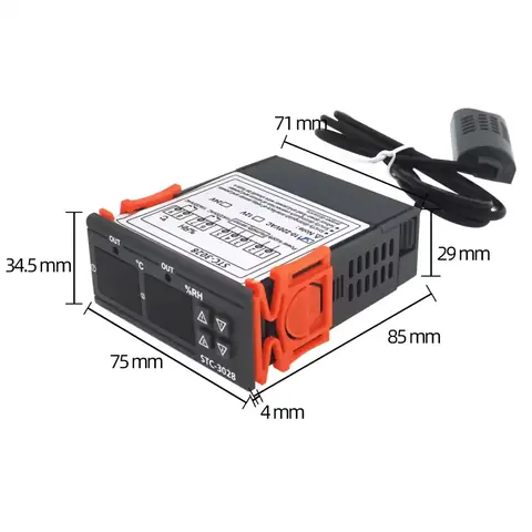 HYGROSTAT regulátor termostatu teploty a VLHKOSTI elektronický DIGITÁLNÍ cena 220V čidlo vlhkosti STC 3028
