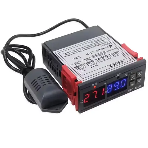 HYGROSTAT regulátor termostatu teploty a VLHKOSTI elektronický DIGITÁLNÍ cena 220V čidlo vlhkosti STC 3028