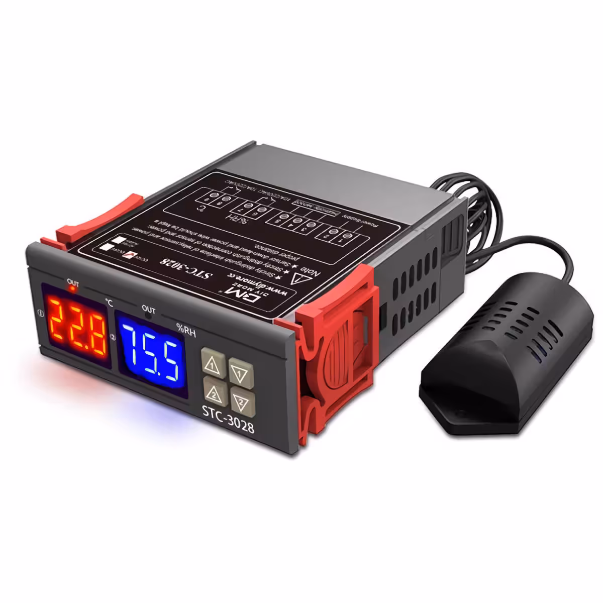 Controler digital STC-3028 pentru temperatură și umiditate, cu ecran dual