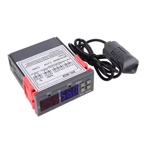 HYGROSTAT regulátor termostatu teploty a VLHKOSTI elektronický DIGITÁLNÍ cena 220V čidlo vlhkosti STC 3028